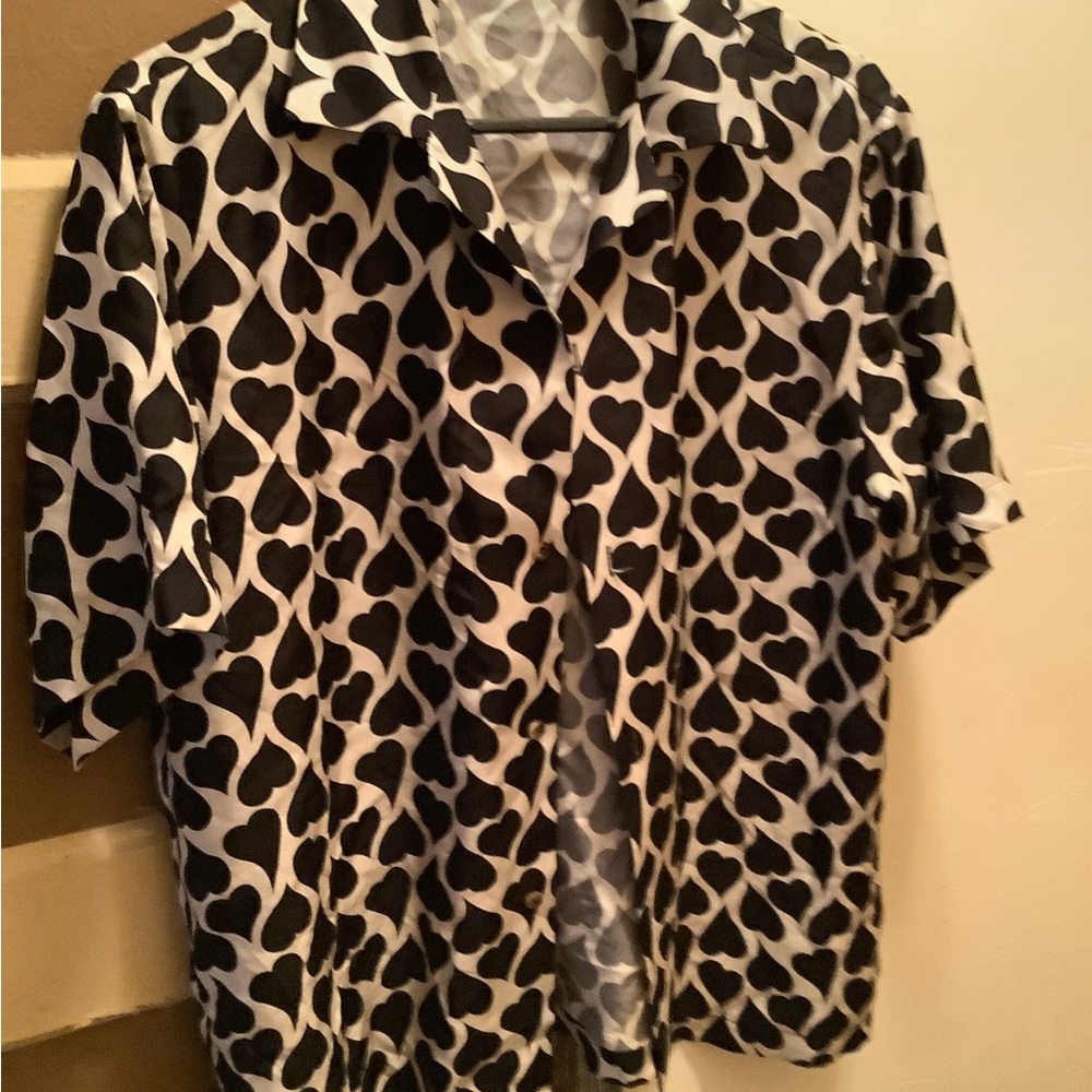 AMIRI Black and White Heart Pattern Dress Shirt